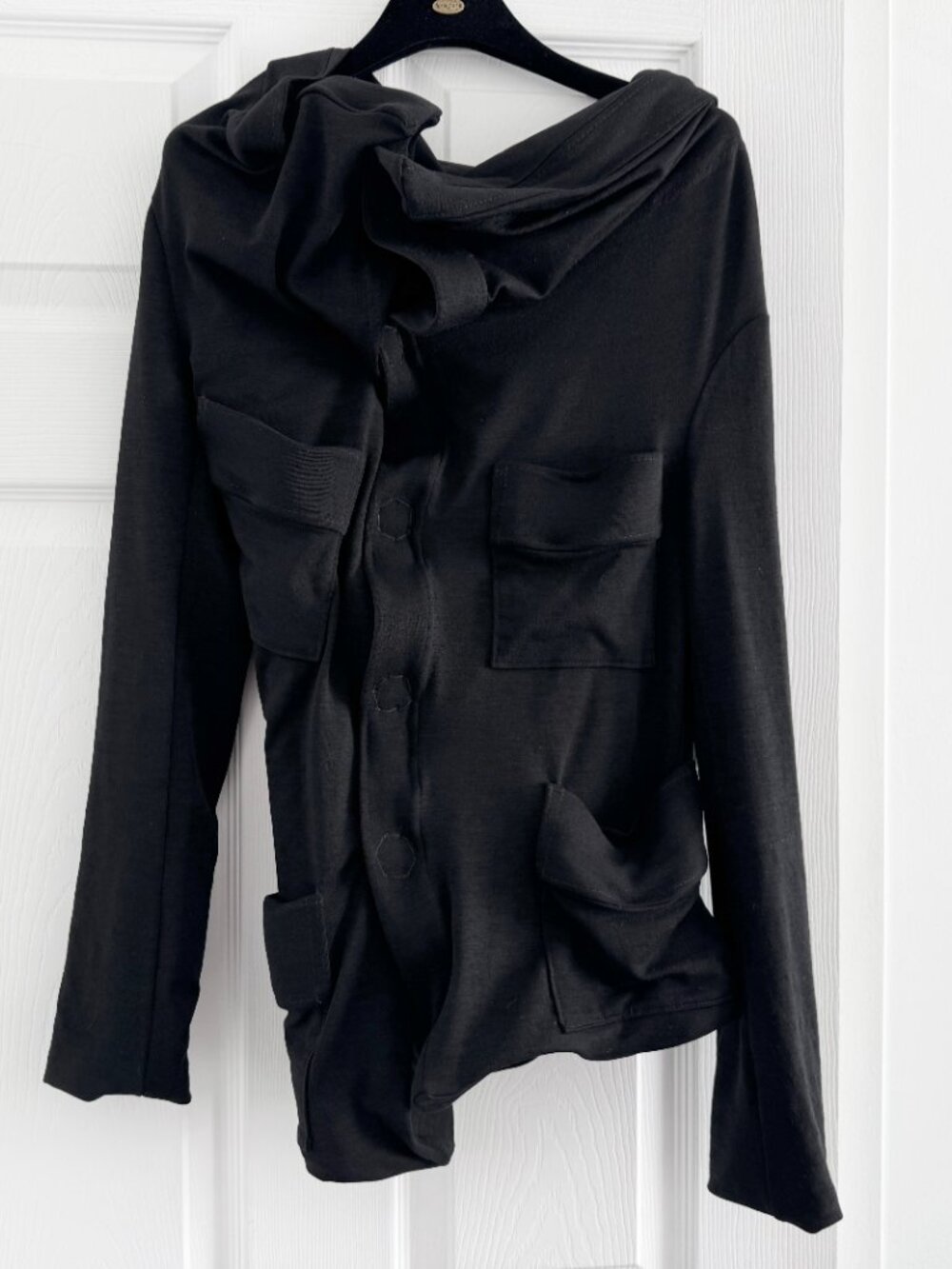 Junya Watanabe Asymmetrical Gathered Front Cardigan/Jacket in Black, size Small - Picture 10 of 13